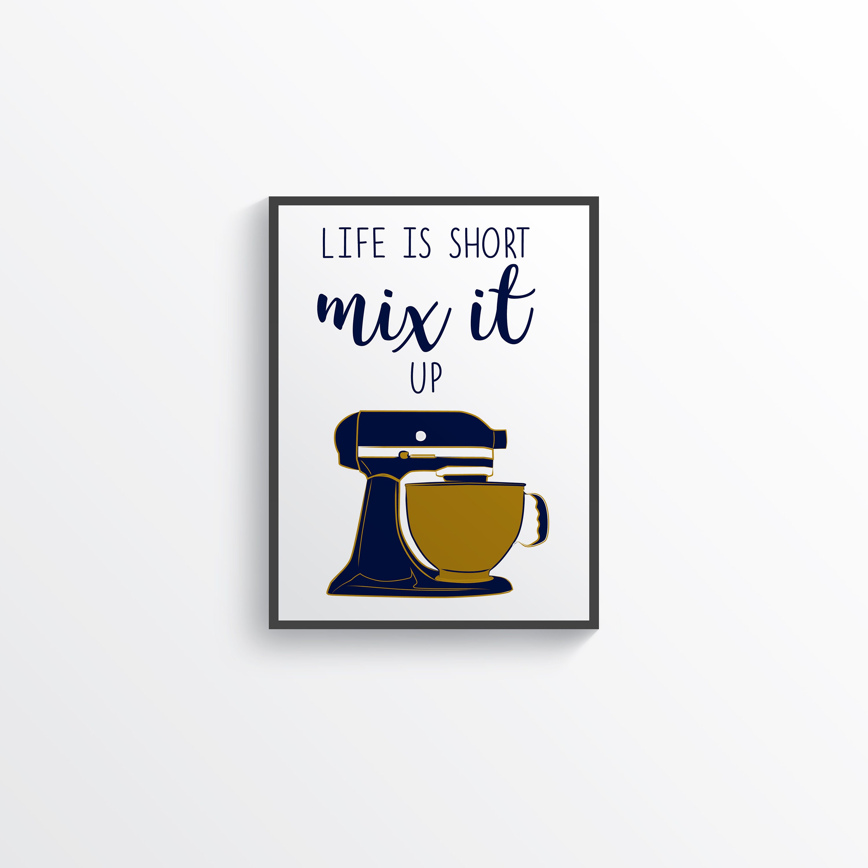 Navy Funny kitchen prints Navy Gold Kitchen Decor Navy Etsy
