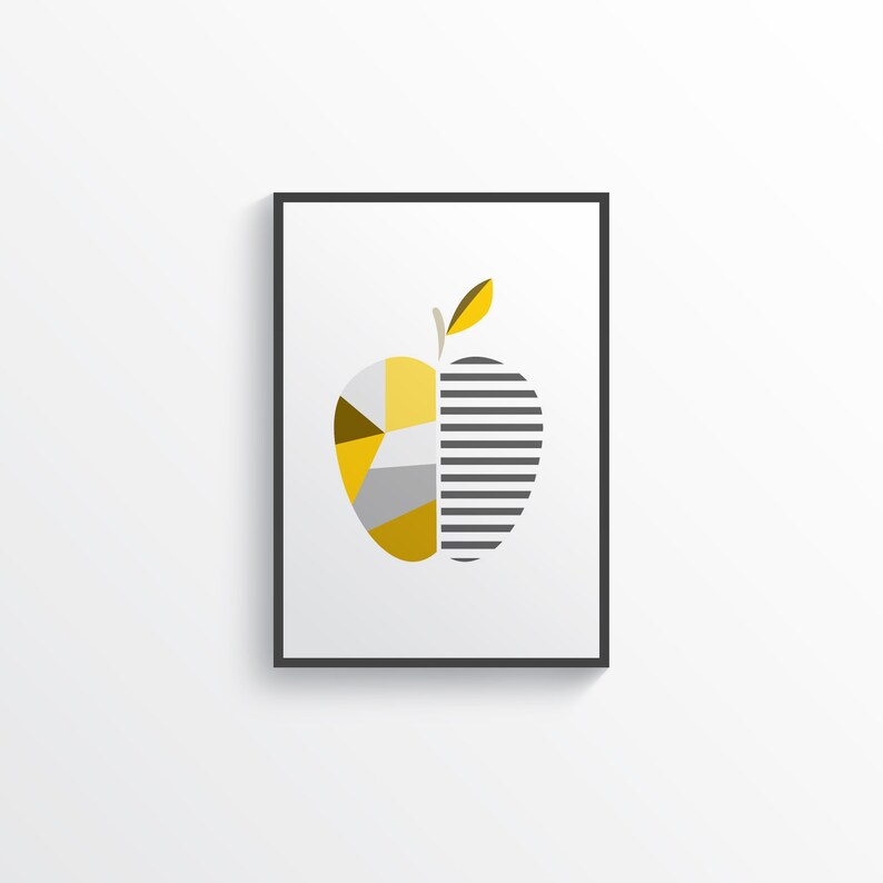 Yellow Kitchen Wall Art Yellow Gray Kitchen Prints Modern Etsy UK