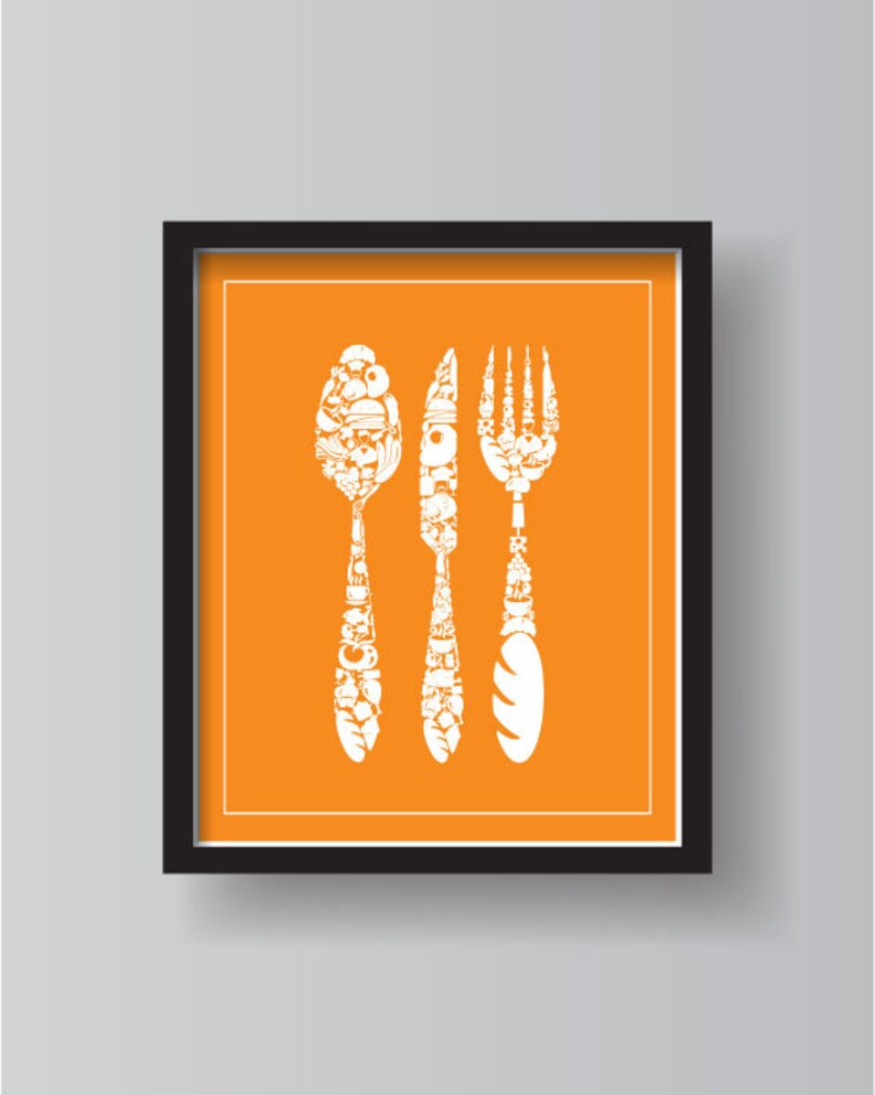 Modern Kitchen Wall Decor Orange Kitchen Decor Funny Kitchen Etsy