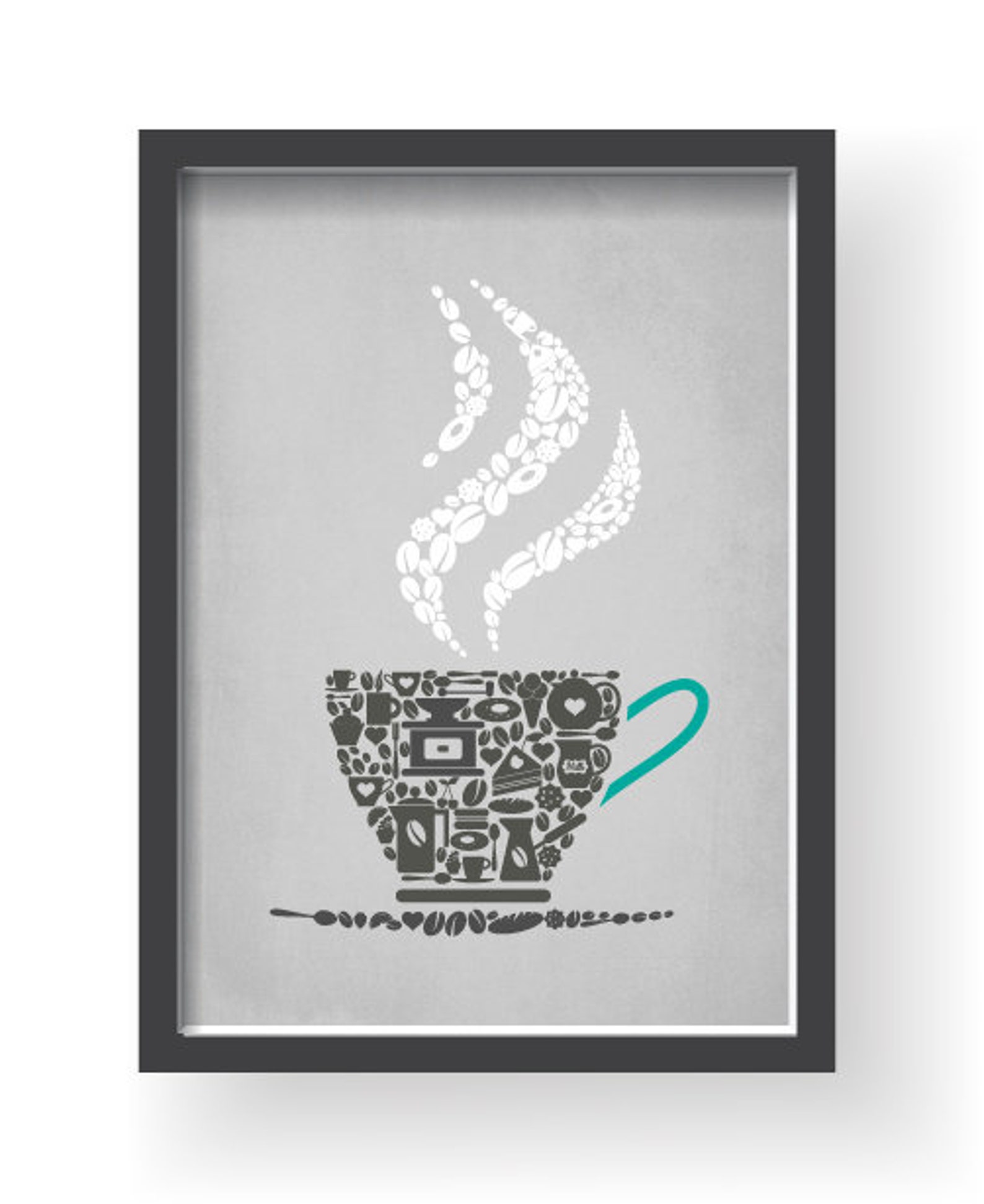 Teal Gray Kitchen Wall Decor Turquoise Gray Kitchen Wall Art Etsy