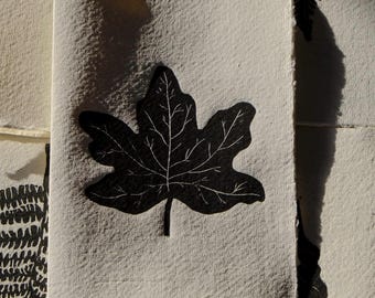 Hand Printed Maple Leaf Lino Print Card on Khadi Rag Paper – Handmade Botanical Card