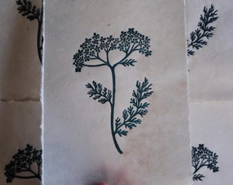 Yarrow Lino Print on Handmade Lokta Mitsumata Paper | Nature Inspired Wall Art