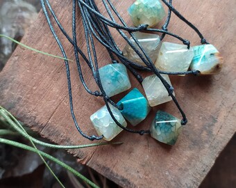 CLEARANCE...Aqua Agate and Shell Layered Necklace