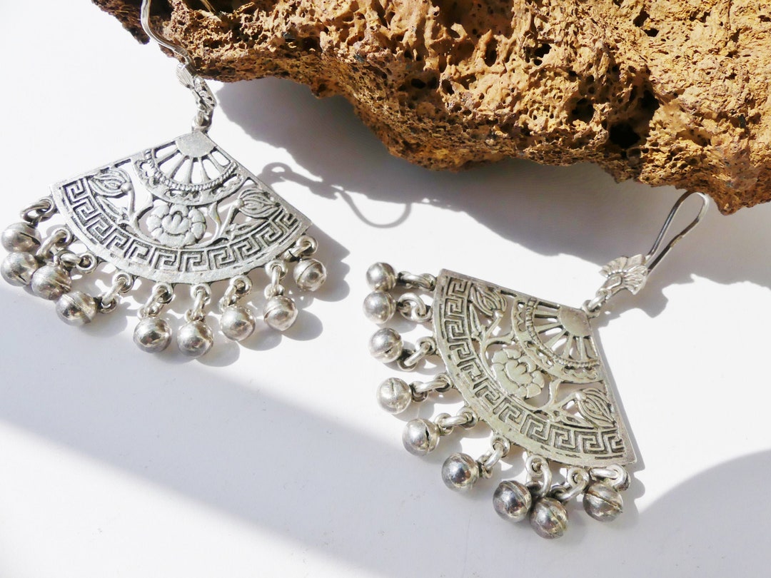 Boucle D'oreille Ancienne Vintage En Argent Plaqué - Occasion - Voir Photos