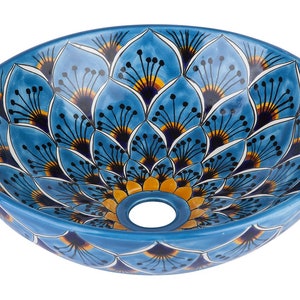 Azura - Blue mini counter top sink from Mexico 36 cm x 13 cm