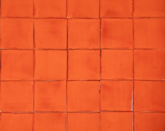 Azulejos de cerámica naranja mexicana Talavera monocolor - 10, 30, 90 piezas - Naranja Deslavado naranja de Cerames - azulejos 10x10 cm para cocina