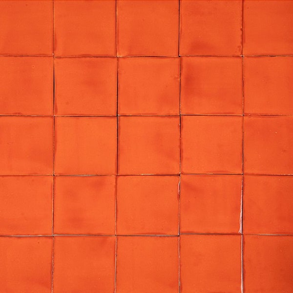 Carrelage céramique orange du Mexique monochrome Talavera - 10, 30, 90 pièces - Naranja Deslavado orange by Cerames - carrelage 10x10 cm pour la cuisine