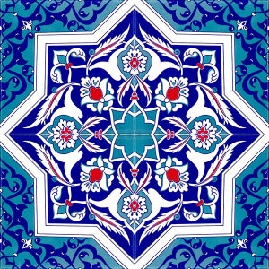 Iznik tiles Turkish tiles oriental decorative tiles, 12 patterned tiles 20 cm x 20 cm 0,48m2 Mehtap image 4