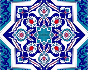 Iznik Tiles Turkish Tiles Oriental Decorative Tiles, 12 Patterned