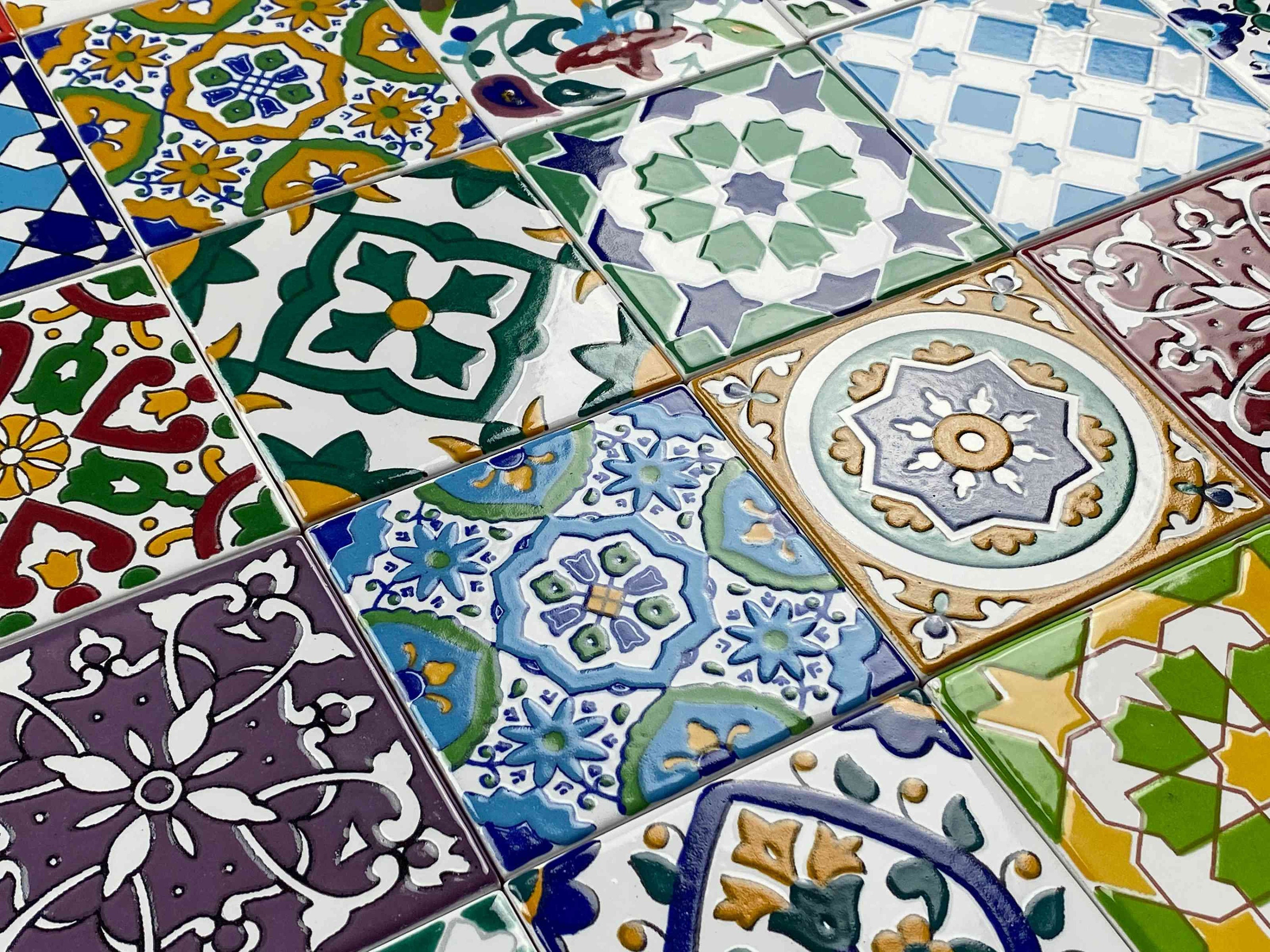 Tumia LAC - Lot De 50 Carreaux Talavera Mexicains - 5x5cm - Fait Main