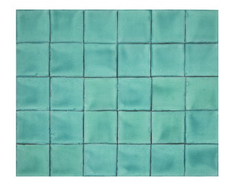 Talavera single - colour tile from Mexico - 10, 30, 90 single - colour ceramic tiles - 10,5 x 10,5 cm - Verde Cana Deslavado