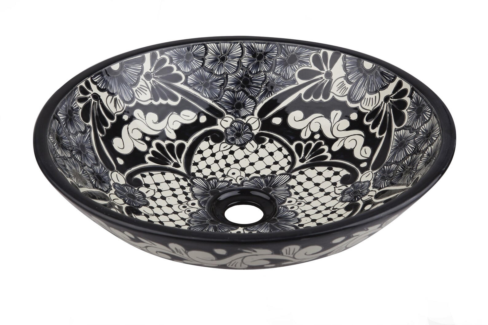 Mexican Black and White Sink Hand Painted Talavera Countertop Etsy