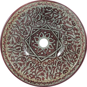 Mira  - hand-painted Moroccan ceramic sink, red  wahsbasin 40 cm x 16 cm
