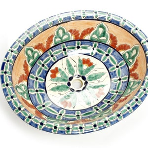 Ceramic sink Mexican Talavera hand painted drop in washbasin - Daira -  53 cm x 42,5 cm x 15 cm