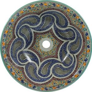 Ceramic morocco sink hand painted washbasin - Aisa - 40 x 16 cm