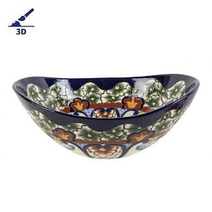 Countertop washbasin decorated with relief - Juanetta Prima - 46cm x 38cm x 15cm