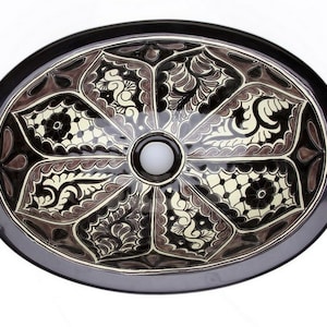 Mexican handpainted oval talavera ceramic sink 41 cm x 30 cm - Atalaya