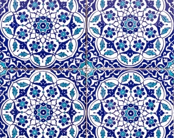 トルコアーティストのハンドメイドタイル大サイズ トルコ雑貨京都手描きのタイル(20×20cmTL19￥6.000 | KILIM