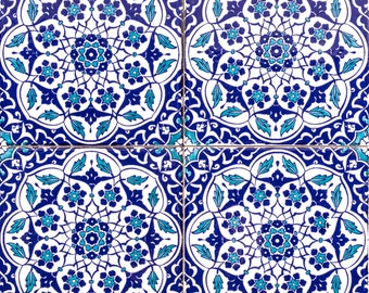 Carreaux turcs, Iznik Carreaux à motifs orientaux, 12 carreaux à motifs 20 cm x 20 cm - 0,48m2 - Tanner