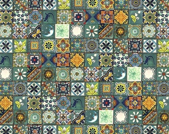 Mexican Ceramic Wall Tiles 2x2 - Verdicino by Cerames - 60 Mosaic Talavera Tiles for Bathroom, Kitchen Backsplash | Colorful tile