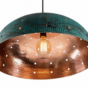 Copper chandelier lighting vintage  - Sandia Agujero Verde - 50 x 20 cm