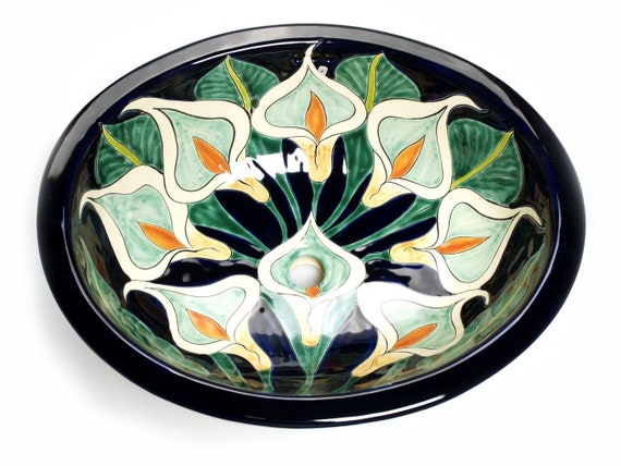 Talavera Handbemaltes Keramik-Waschbecken 23 Zoll – Einzigartiges Mexikanisches Design Fürs Badezimmer