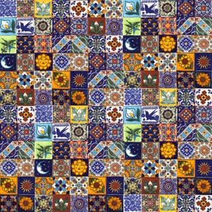 Mexican tiles ceramic Hand painted patchwork set of 120 tiles 5x5 cm - Saburo