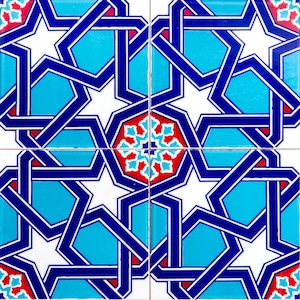 Iznik Tegels Turkse decoratieve tegels, 12 gedessineerde tegels 20 cm x 20 cm - 0,48m2 - Mazhar
