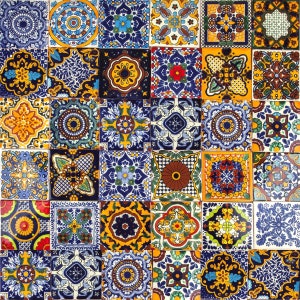 A set of multi-colored wall decors tiles, set 30 piece talavera 10.5 cm x 10.5 cm - Colorido