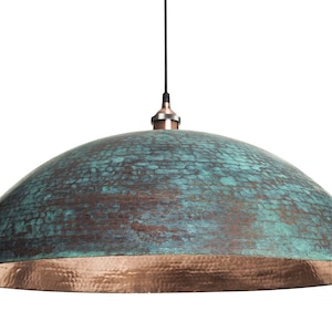 Patinated lamp from Mexico - pure copper 50 cm x 20 cm - Sandia Verde XL