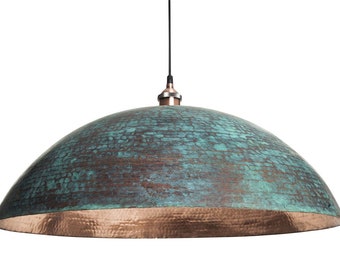 Patinated lamp from Mexico - pure copper 50 cm x 20 cm - Sandia Verde XL