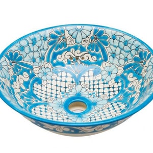 Mexican Talavera counter top sink from Mexico 40,5 cm x 15 cm - Lorena