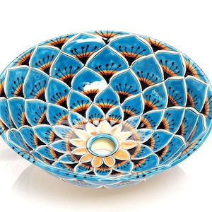Ceramic handpainted colorful counter top sink from Mexico 40,5 cm x 15 cm - Casandra
