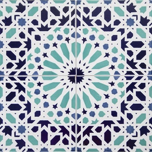 Marokkanische Keramikfliesen 20x20 cm, 12 Fliesen im Set (0,5 m2) - Fez