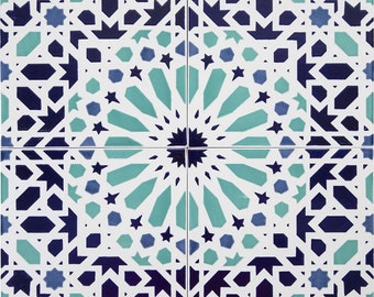 Carreaux de céramique marocaine 20x20 cm, 12 carreaux en ensemble (0,5 m2) - Fès