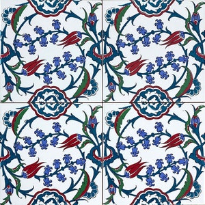 Iznik tegels Turkse tegels oosterse decoratieve tegels, keramiek met patroon 12 stuks 20 cm x 20 cm - 0,48m2 - Pinar