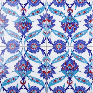 Iznik Tiles oriental wall tiles, ceramic 12 patterned Turkish tiles 0,48 m2 - Basal
