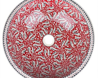 Turkish ceramic wash basin, handmade ceramic sink - Seher - 48 cm x 13 cm