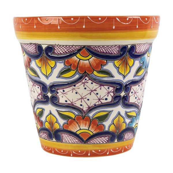 Pot de fleur orange en céramique - pot de fleur d'une hauteur de 25 cm par Cerames - pot de fleur pour plante d'intérieur du Mexique