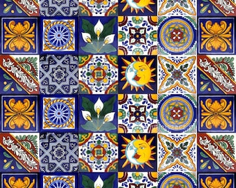 Płytki ceramiczne Pablo - Mexican Talavera - Ręcznie malowany zestaw patchworkowy z 30 płytek