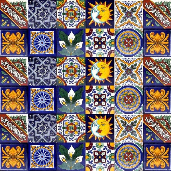 Płytki ceramiczne Pablo - Mexican Talavera - Ręcznie malowany zestaw patchworkowy z 30 płytek