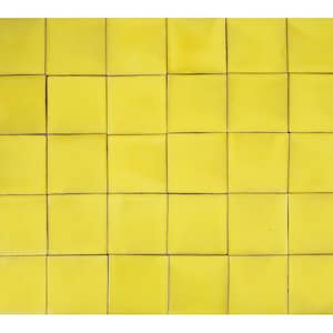 Talavera single - colour tile from Mexico - Ceramico Deslavado by Cerames - Mexican ceramic tiles 10x10 cm for kitchen wall, backsplash