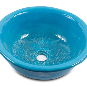 Blue handmade counter top sink - Lucja  -  38 cm x 16 cm