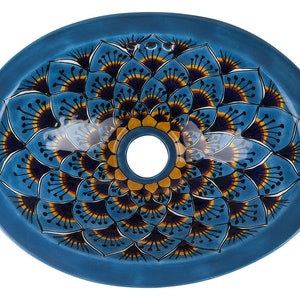 Drop in sink ceramic wash basin from Mexico - Aqua Azul Mini - Dimensions: 41cm x 30cm x 13cm