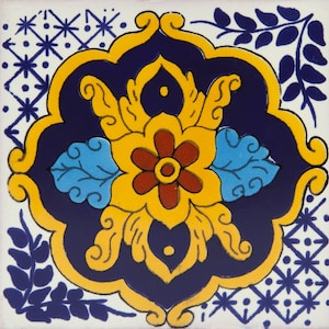 Mexican Ceramic Tiles talavera one pattern - 30 pieces 10,5 cm x 10,5 cm Cortina