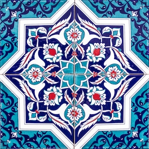 Iznik tegels Turkse tegels oosterse decoratieve tegels, 12 patroon tegels 20 cm x 20 cm - 0,48m2 - Mehtap