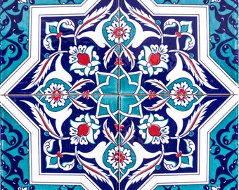 Carreaux d'Iznik Carreaux turcs Carreaux décoratifs orientaux, 12 carreaux à motifs 20 cm x 20 cm - 0,48m2 - Mehtap