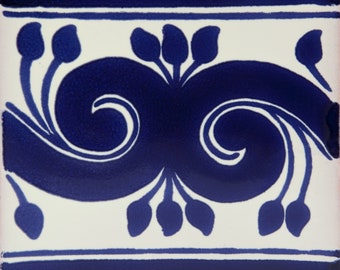 Mexikanische Fliesen Edita - blau-weißes Muster, Satz von 30 Fliesen10.5 cm x 10.5 cm, Fliesen mit einem einzigen Design