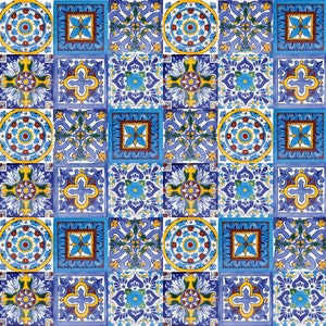 Mexican hand painted ceramic tiles from Mexico Talavera patchwork set of 30 tiles 10.5 cm x 10.5 cm - Armando
