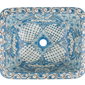 Big rectangular ceramic sink from Mexico - Lorena - 44 cm x 35cm